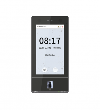 NZKTeco BioFace D1 front view – multi-biometric access control terminal with facial recognition and in-glass fingerprint sensorULL