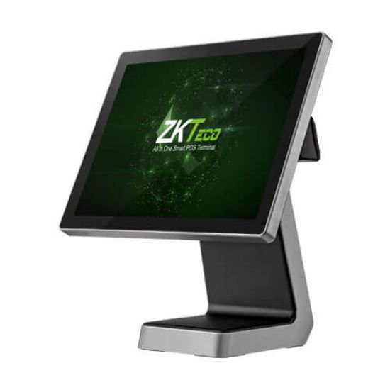 ZKTeco SC01-TD-W0601 Smart POS Terminal angled view showing sleek fanless design and 15.6 inch True-Flat PCAP touch screen available in Dubai and UAE.